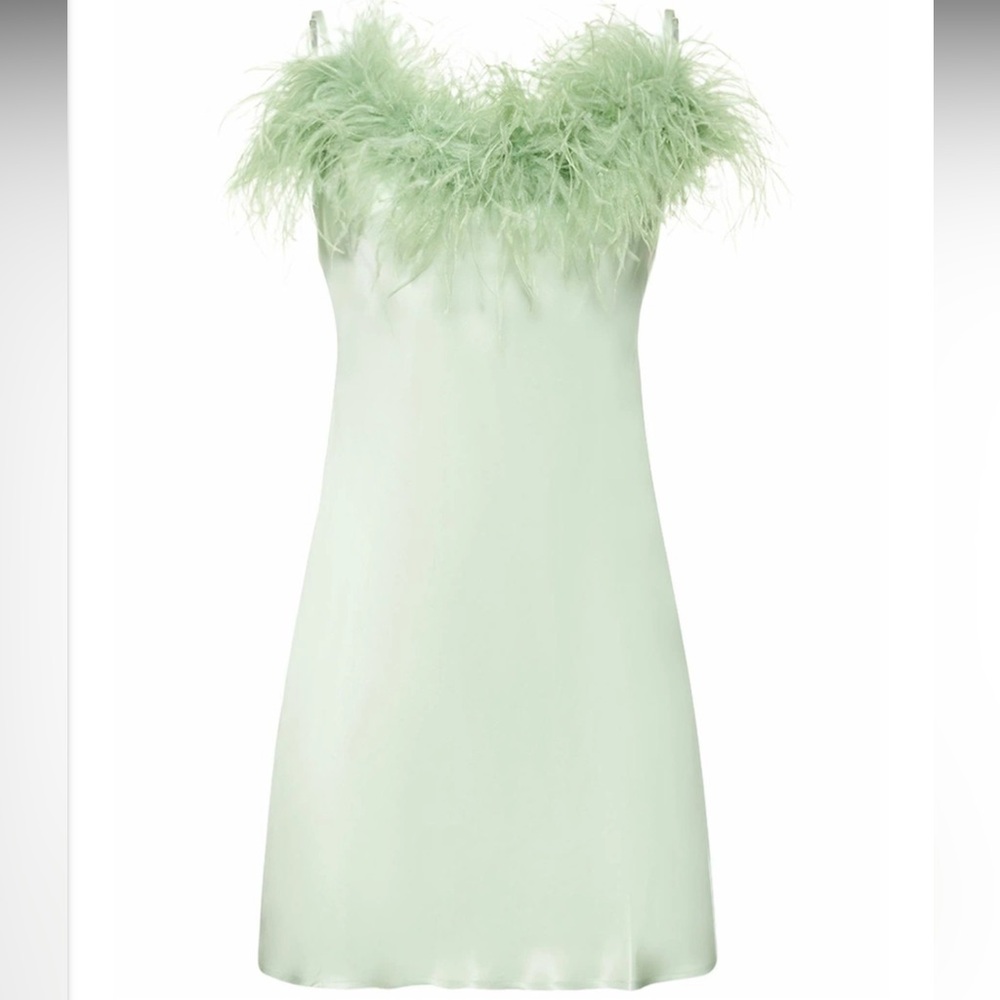 Sleeper Feather-Trimmed Slip Dress